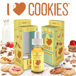 I Love Cookies by Mad Hatter eJuice - Layered Cookies dipped in Ice Cold Milk with a Hint of Creamy Strawberry and Drizzle of Caramel!
