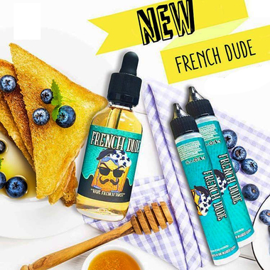 French Dude e juice by Vape Breakfast Classics is a 60ml of delicous french toast with butter, topped with blueberry and whipped cream, drizzled with maple syrup. 
Each Box Contains: 
*60ml bottle of French Dude e juice 
*Two 30ml Unicorn bottles 
*One French Dude 3 x 3 sticker 
*One French Dude button 
*One French Dude key chain 
80% VG 20% PG
